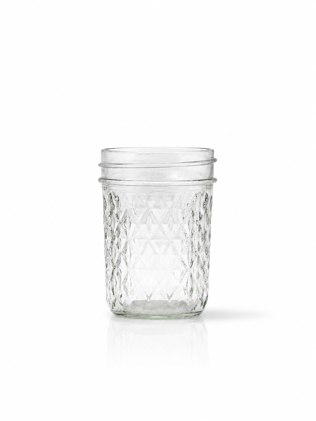 Clear quilted-diamond jelly jar
